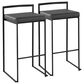 Lumisource Fuji Stackable Barstool with Grey Faux Leather Cushion in Black (Set of 2), , large