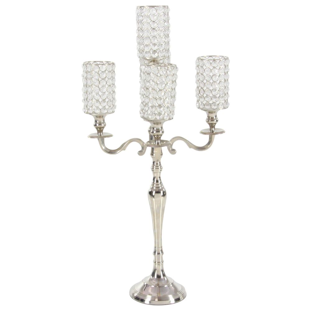 Maple and Jade 15&quot; x 29&quot; Hurricane Lamp in Silver, , large