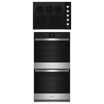Whirlpool 2-Piece Kitchen Package with 10 Cu. Ft. Double Smart Wall Oven and Electric Cooktop in Fingerprint Resistant Stainless Steel, , large
