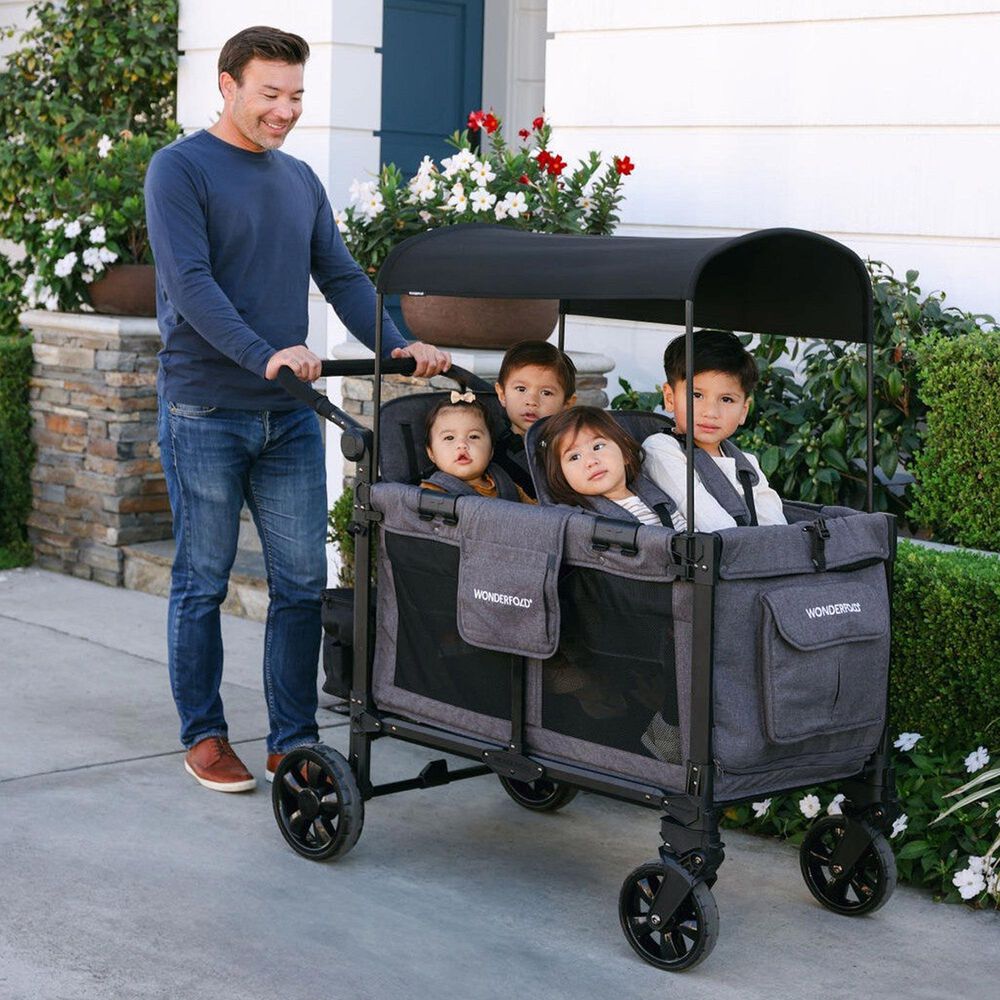 Wonderfold Elite Pro 4-Seater Stroller Wagon in Charcoal Gray, , large