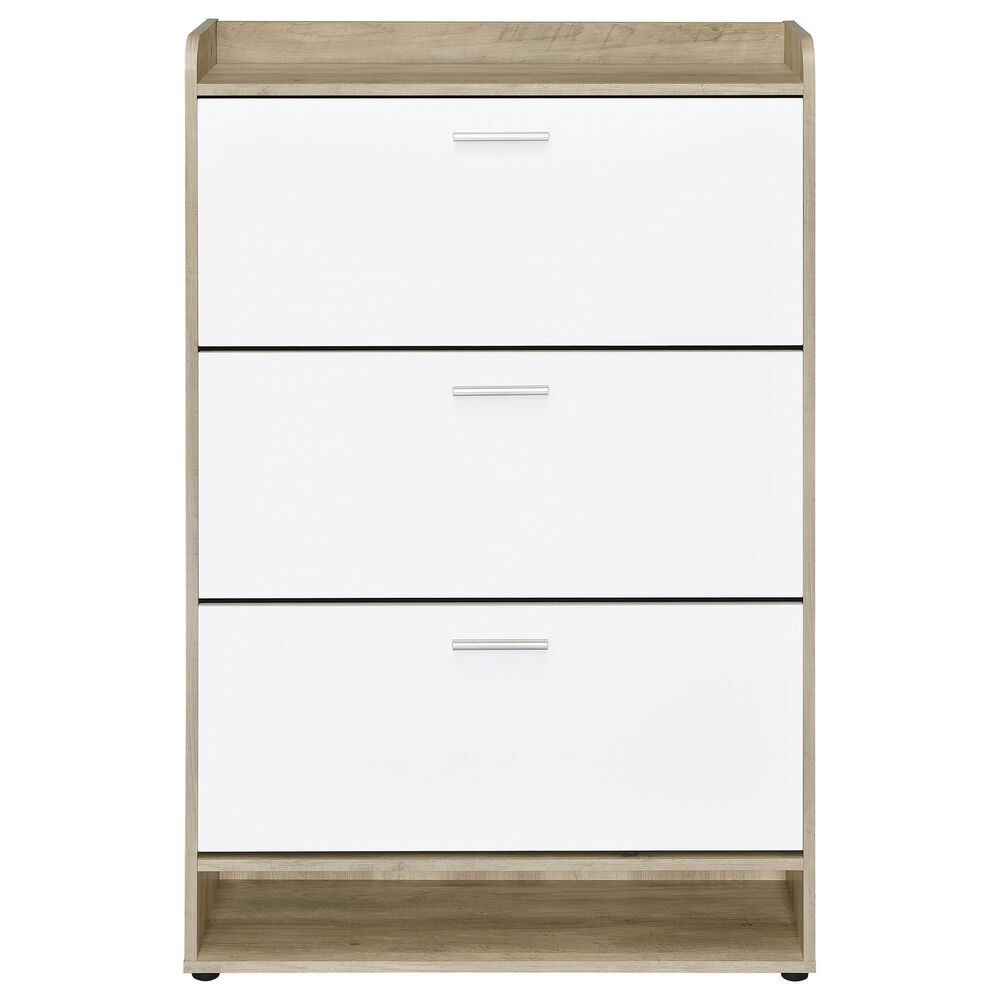 Coaster Denia 3-Tier Shoe Cabinet in Antique Pine and White, , large