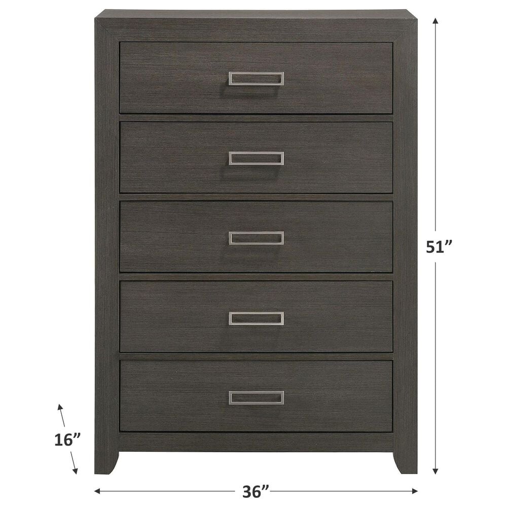 Mayberry Hill Sasha 5 Drawer Chest in Grey, , large
