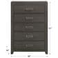 Mayberry Hill Sasha 5 Drawer Chest in Grey, , large