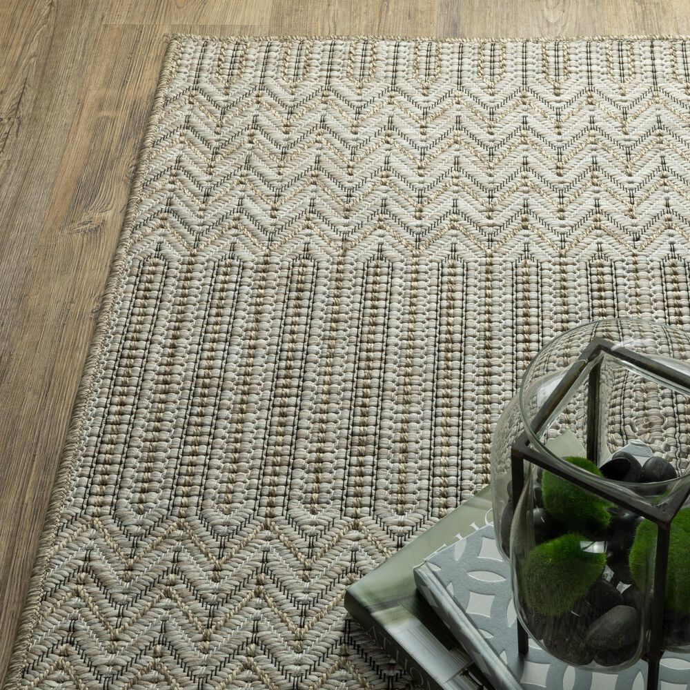 Oriental Weavers Tortuga TR09A 1&#39;10&quot; x 7&#39;6&quot; Beige and Black Runner, , large