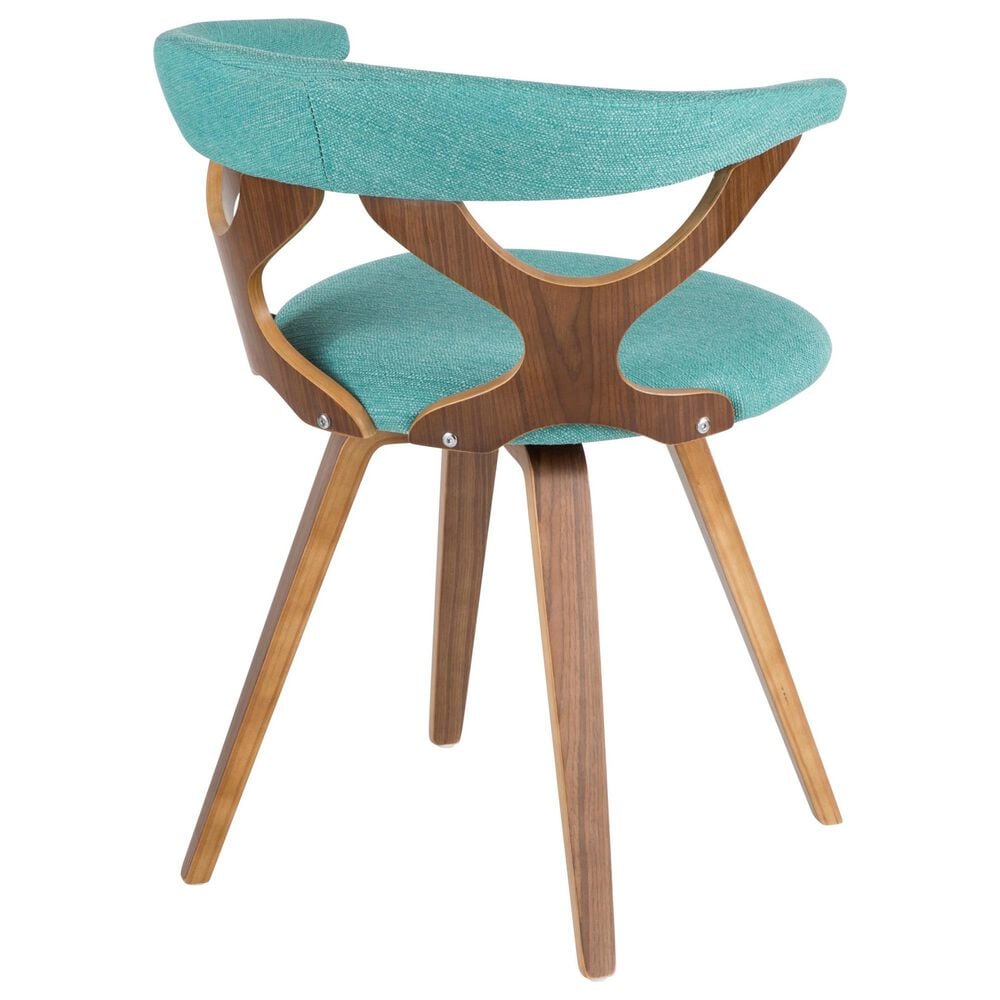 Lumisource Gardenia Swivel Arm Chair with Teal Upholstered in Walnut, , large
