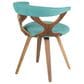 Lumisource Gardenia Swivel Arm Chair with Teal Upholstered in Walnut, , large