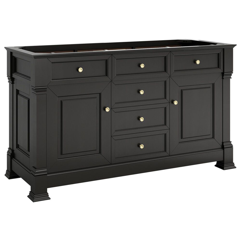 James Martin Vanities Brookfield 60&quot; Double Bathroom Vanity in Black Onyx with 3 cm Arctic Fall Solid Surface Top and Rectangular Sinks, , large