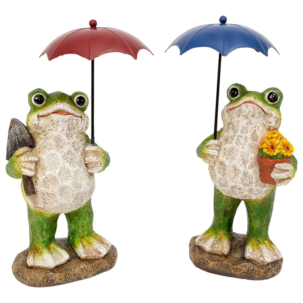 The Gerson Company 10.6" Frog Figurine in Green - Set of 2, , large