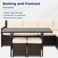 Hearth and Haven 7-Piece Outdoor Dining Set with Ivory Cushion in Brown, , large