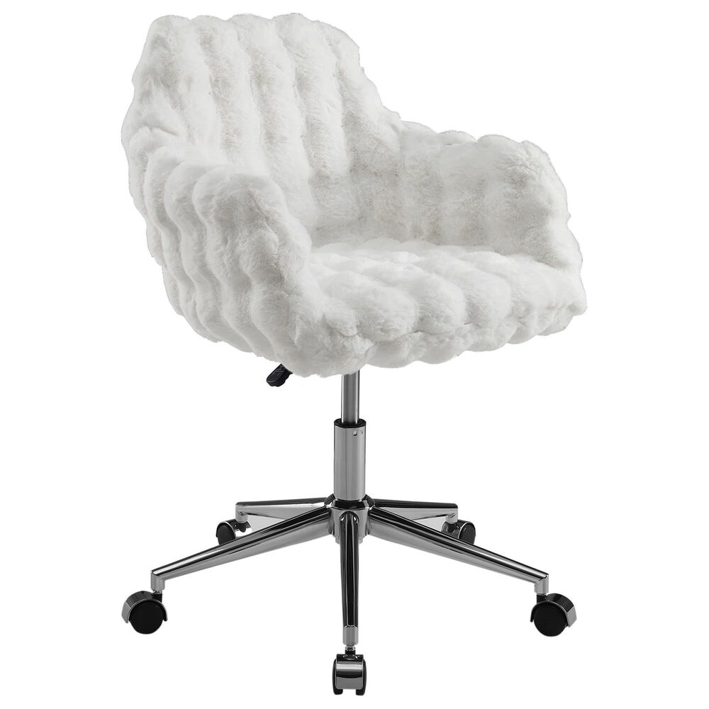 Linon Home Decor Fiona Office Chair with White Cloud Bubble Cushion in Silver, , large