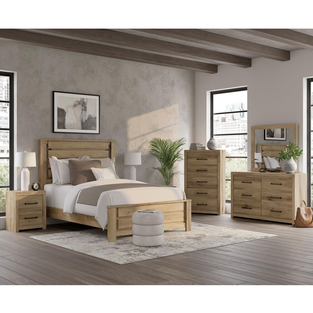 Ashley Brozmont 5 Piece Queen Platform Panel Bedroom Set in Natural Brown, , large