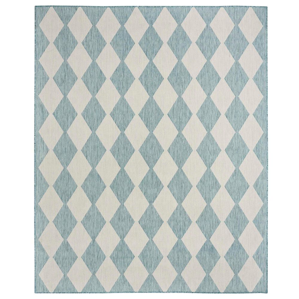 Nourison Positano Geometric Aqua 8" x 10" Indoor/Outdoor Area Rug, , large