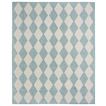 Nourison Positano Geometric Aqua 8" x 10" Indoor/Outdoor Area Rug, , large
