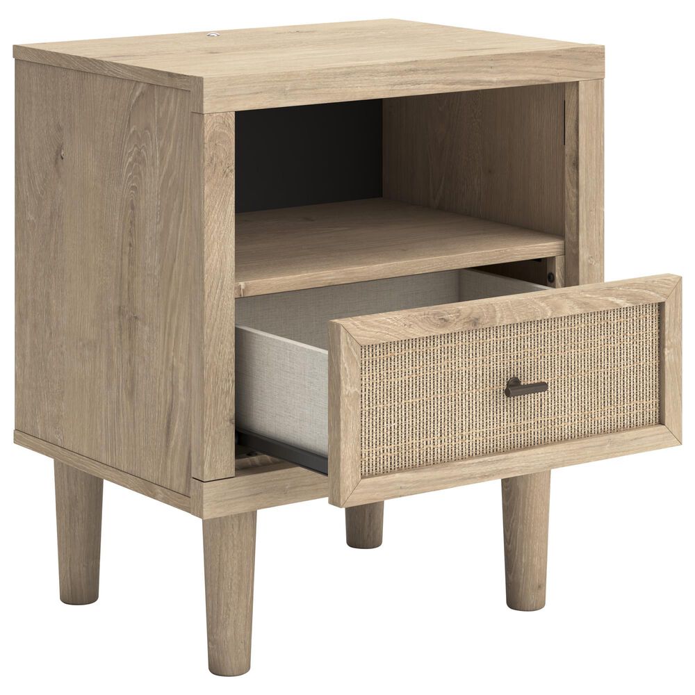 Ashley Cielden Full Upholstered Bed and Nightstand in Tan, , large