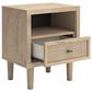 Ashley Cielden Full Upholstered Bed and Nightstand in Tan, , large