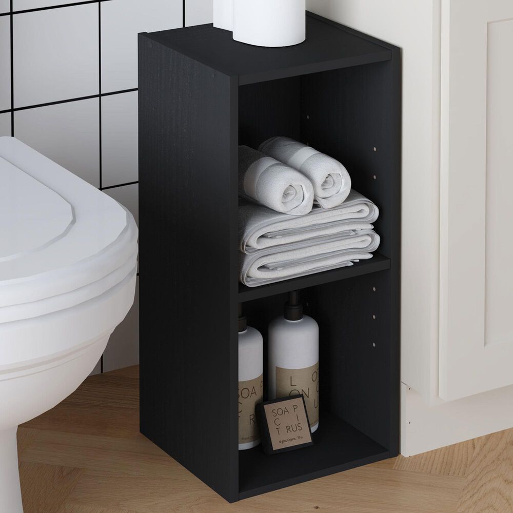 HOMLUX 2-Tier Space Saving Storage Bookcase with Adjustable Shelf in Blackwood, , large