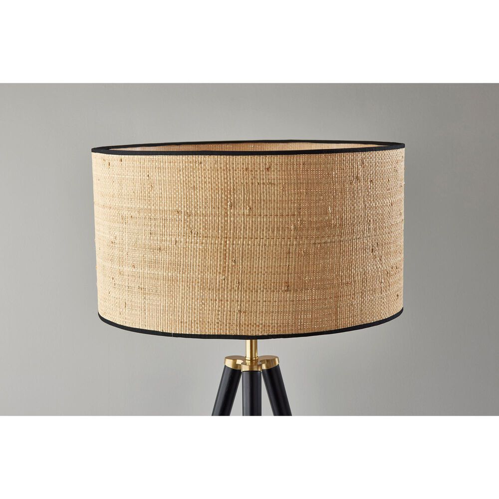 Adesso Jackson Floor Lamp in Black and Antique Brass, , large