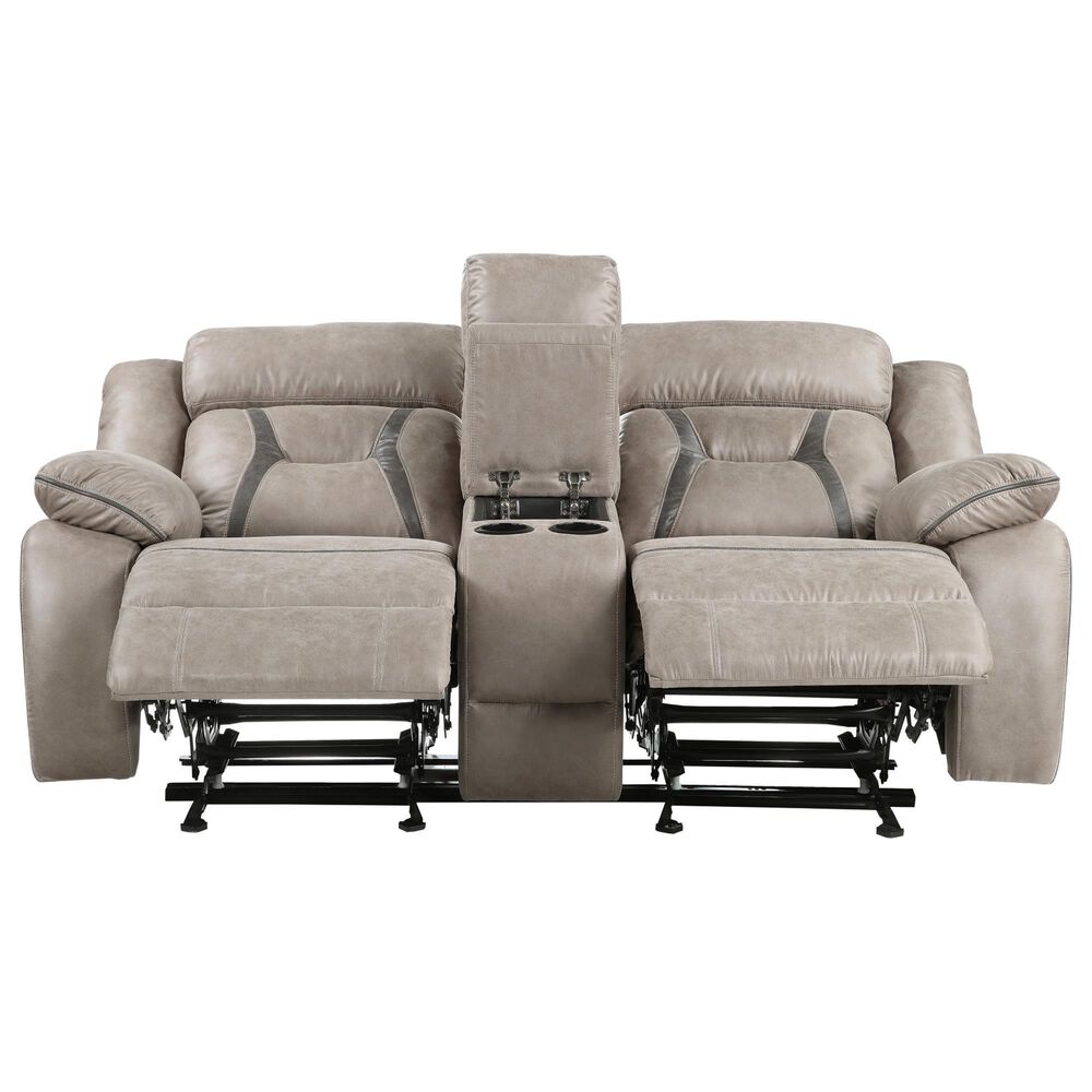 Steve Silver Tyson Manual Reclining Glider Console Loveseat in Grey, , large