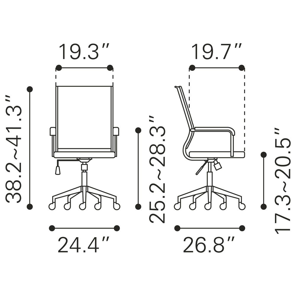 Zuo Modern Auction Office Chair in Vintage Black, , large
