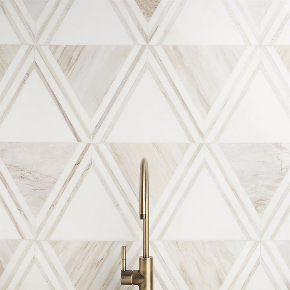 Soho Studio Angolo Thassos Sabbia 13&quot; x 16&quot; Marble Mosaic Sheet, , large