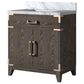 Lexora Home Laurel 30" Single Bathroom Vanity in Brown Oak with White Carrara Marble Top and Rectangular Sink, , large