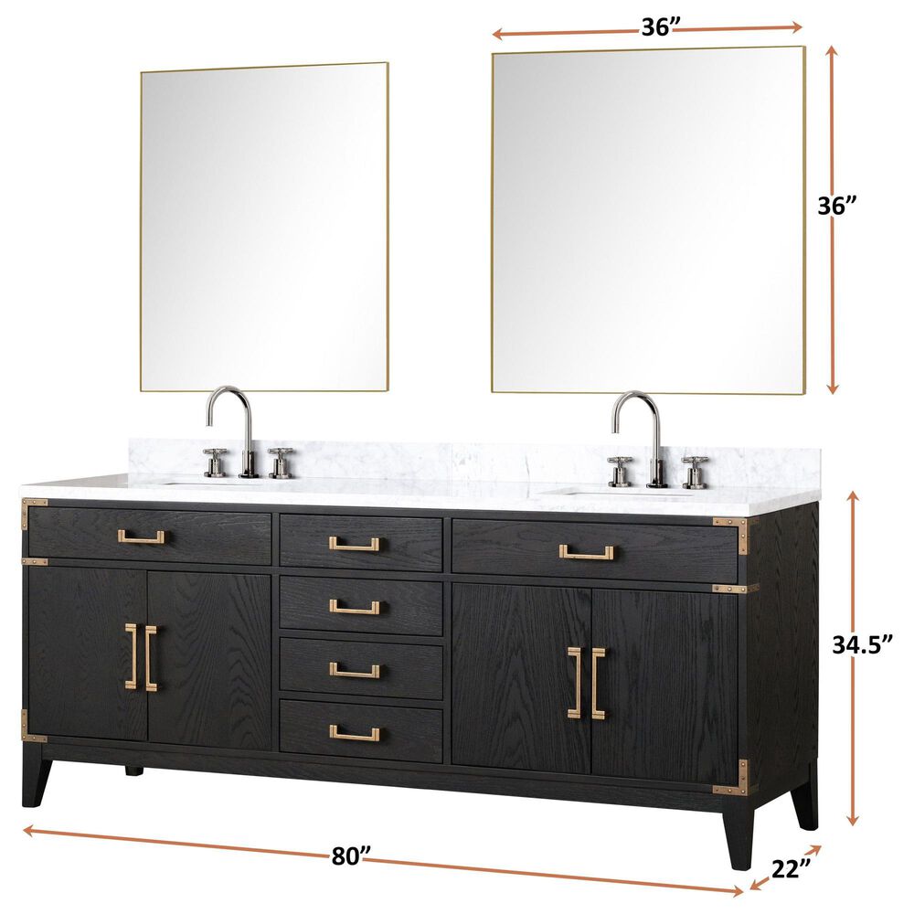 Lexora Home Laurel 80&quot; Double Bathroom Vanity in Grey Oak with White Quartz Top and Rectangular Sinks, , large