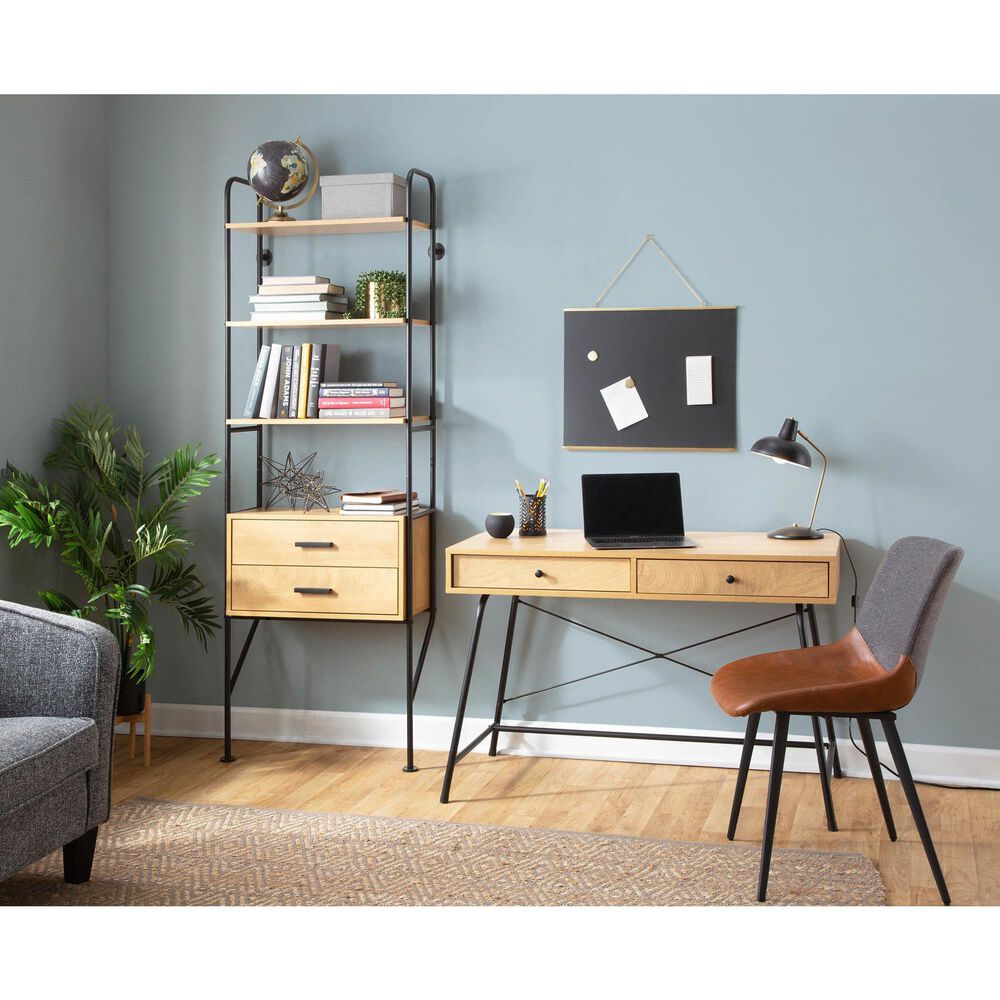 Lumisource Outlaw Side Chair with Brown and Grey Cushion in Black (Set of 2), , large