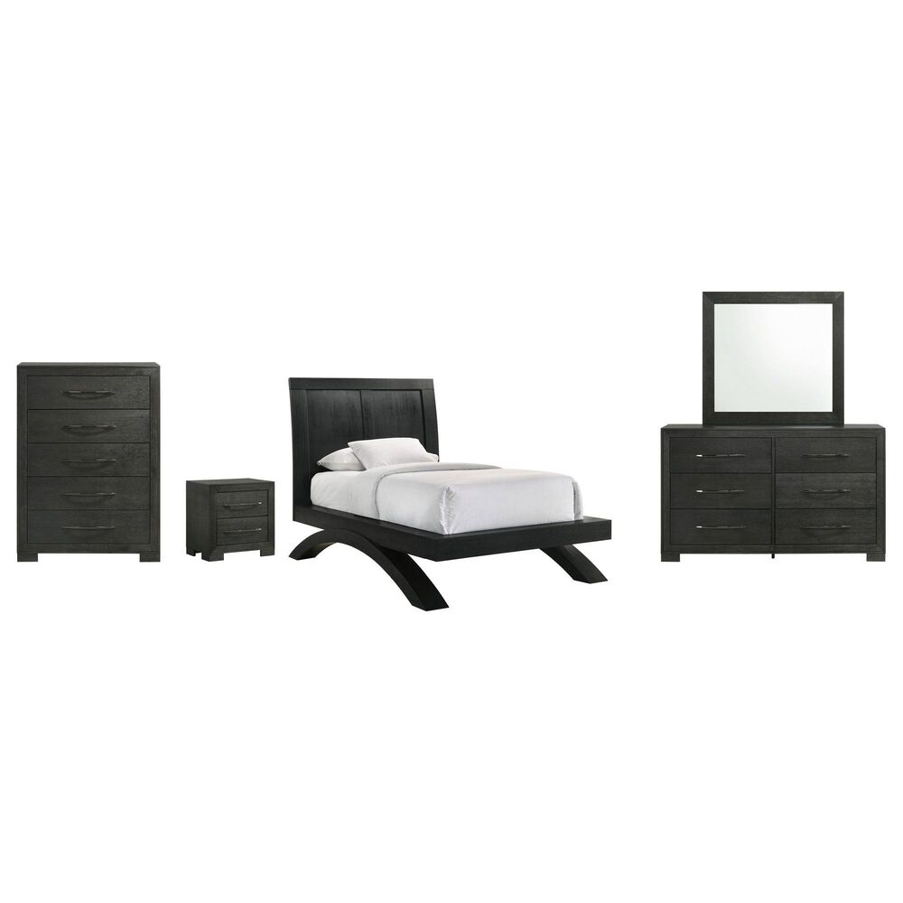Mayberry Hill Allan 5-Piece Twin Platform Bedroom Set in Black, , large