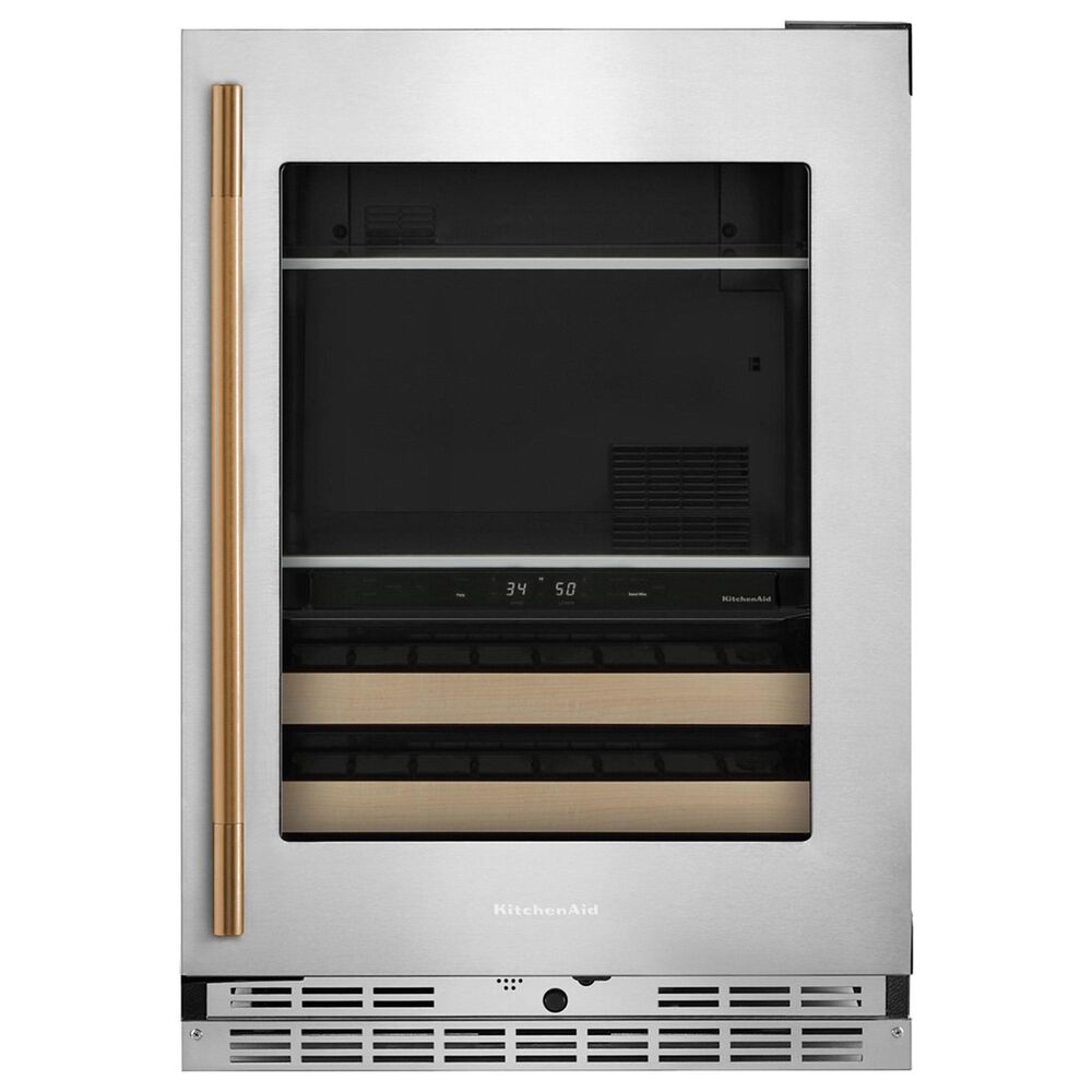 KitchenAid 4.8 Cu. Ft. Right Hinge Beverage Center with Wood Front Racks in PrintShield Stainless Steel, , large