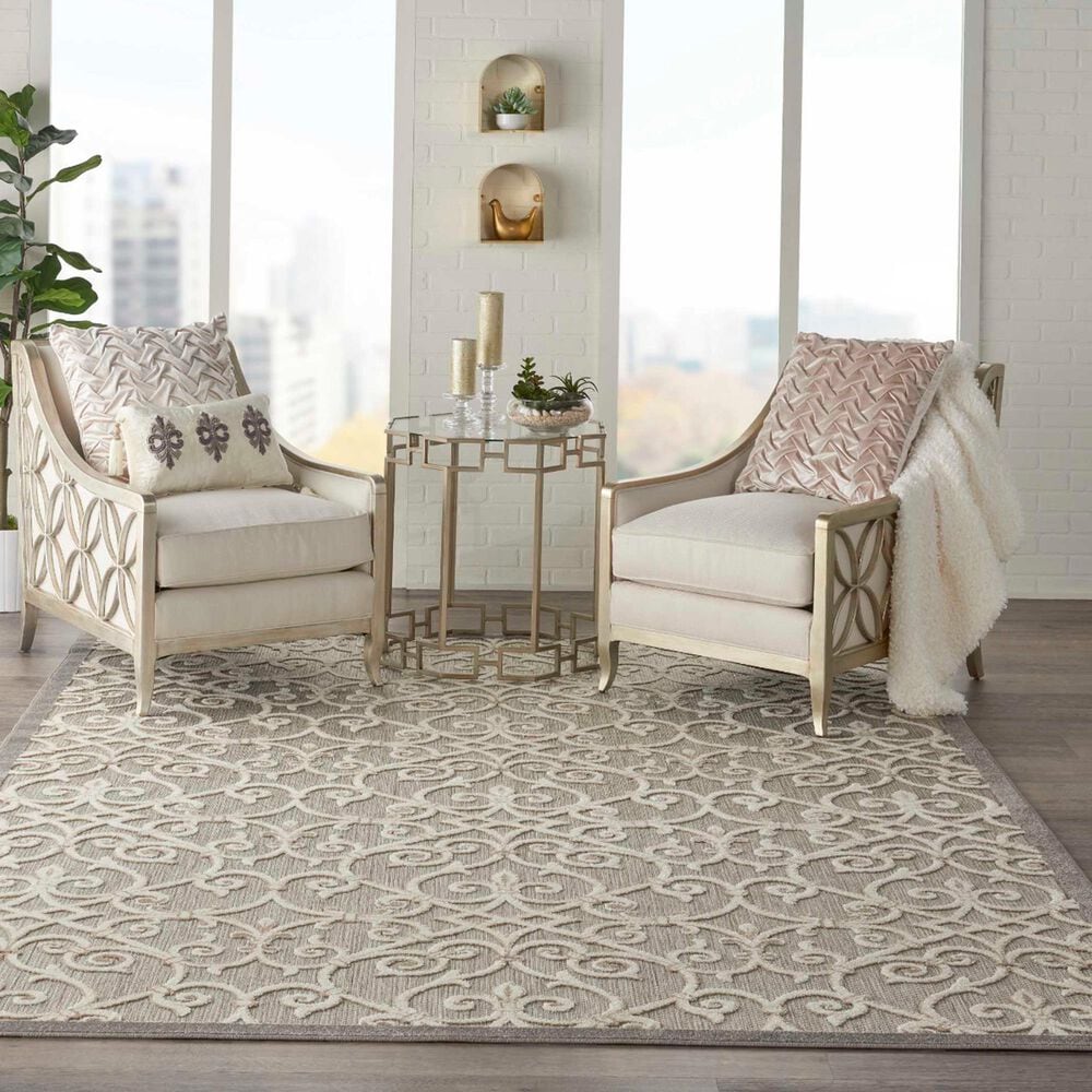 Nourison Aloha Damask 7&#39;10&quot; x 10&#39;6&quot; Natural Indoor/Outdoor Area Rug, , large