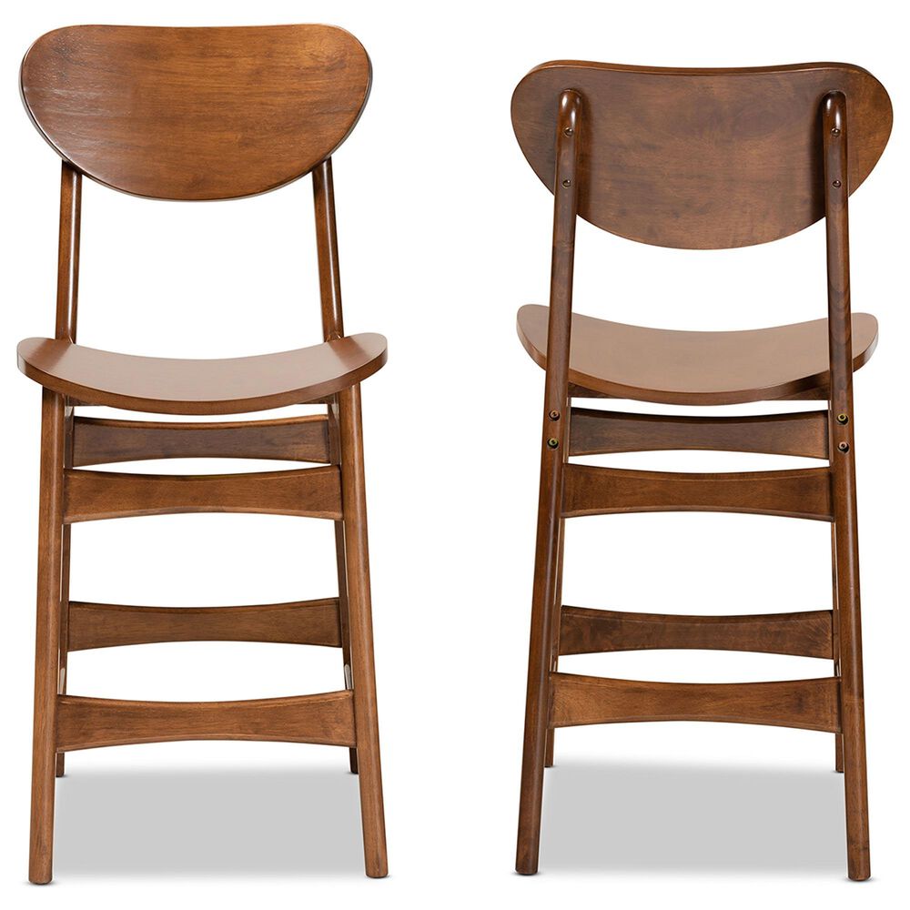 Baxton Studio Katya Counter Stool in Walnut Brown (Set of 2), , large