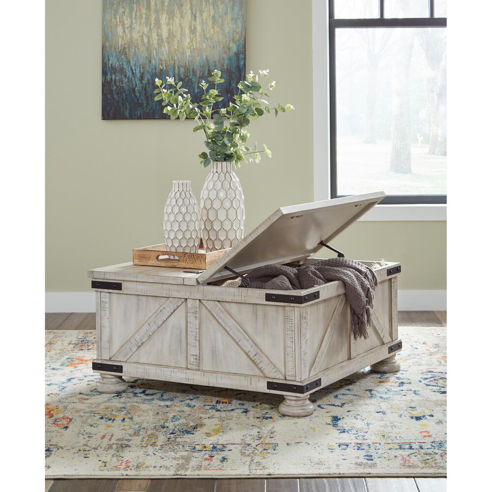 Ashley Carynhurst Cocktail Table with Storage in Whitewash, , large