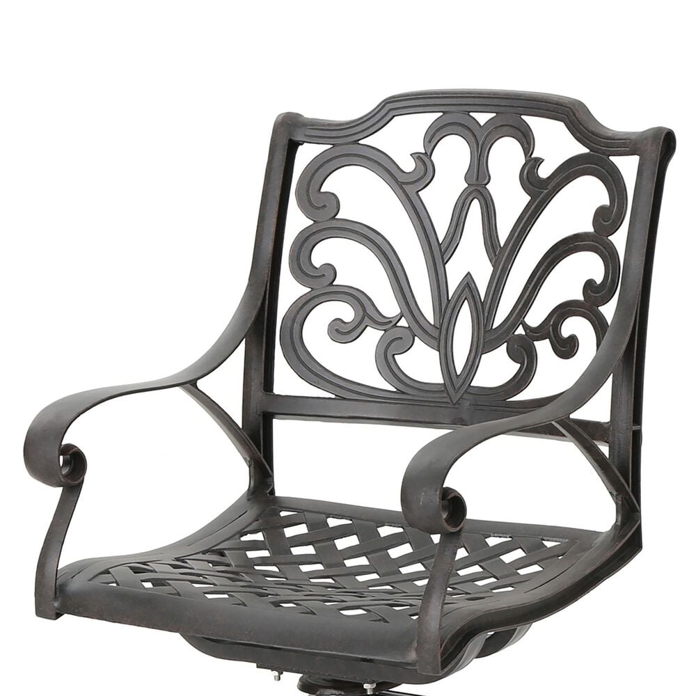 Hearth and Haven Outdoor Aluminum Swivel Barstool with Scrolled Arms in Bronze, , large