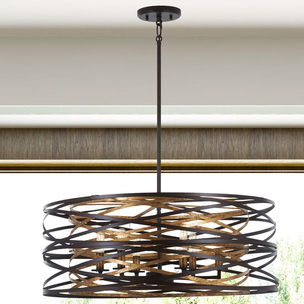 Minka-Lavery Vortic Flow 26" 6-Light Pendant Ceiling Light in Dark Bronze, , large