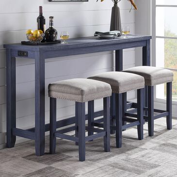 Furniture of America Jenkins 4-Piece Counter Height Dining Set in Antique Blue, , large