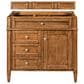 James Martin Vanities Brittany 36" Single Bathroom Vanity in Saddle Brown with Single Hole 3 cm White Zeus Quartz Top and Rectangular Sink, , large