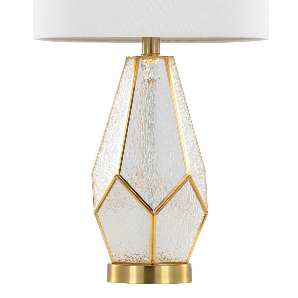 LumiSource Geo Rain Glass Table Lamp in Gold and White (Set of 2), , large