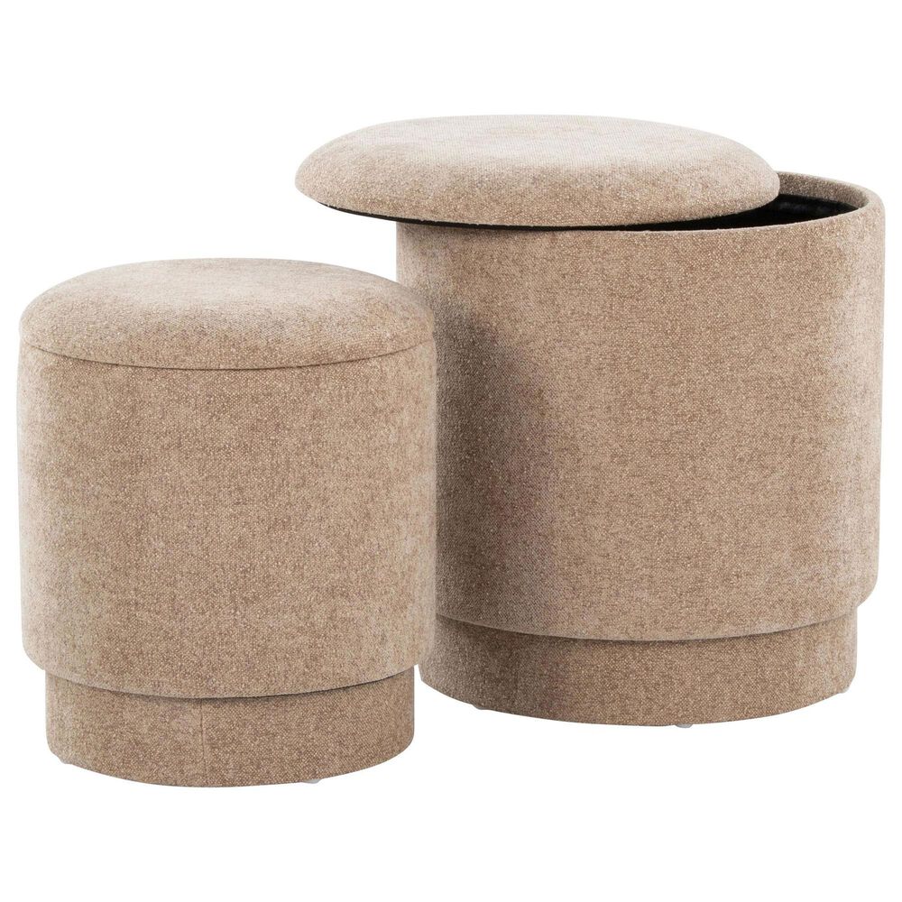 Lumisource Marla 2-Piece Upholstered Ottoman Set in Brown, , large