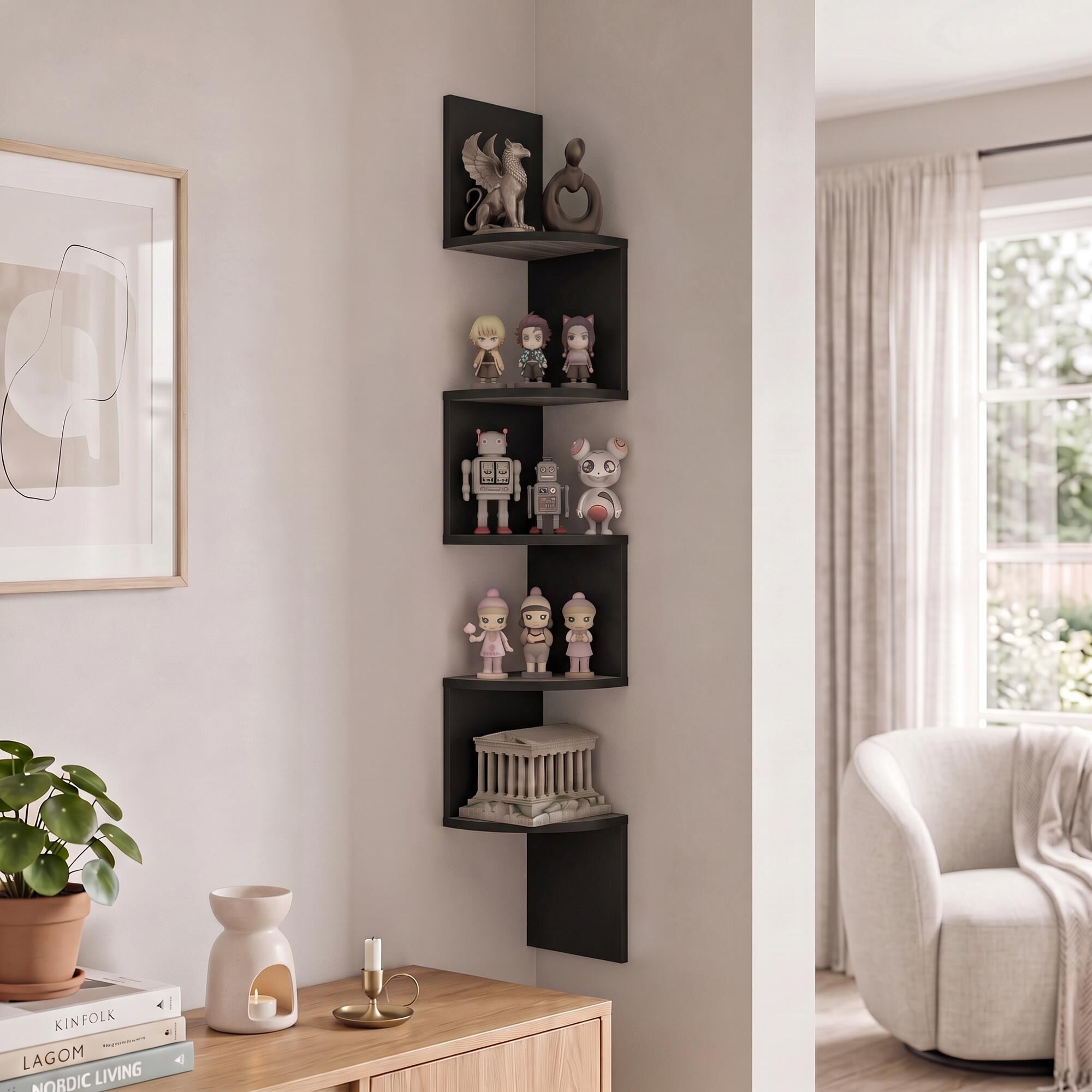 フランス アンティーク Coner Wall Shelf シェルフ 棚 HOMLUX 5-Tier Corner Radial Wall Shelf in French Oak