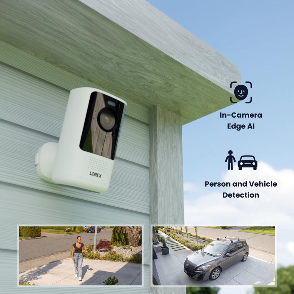 Lorex 4K Spotlight Battery Wi-Fi Outdoor Security Camera in White, , large