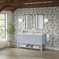 James Martin Vanities Breckenridge 60" Double Bathroom Vanity in Serenity Blue with 3 cm Carrara White Marble Top and Rectangular Sinks, , large