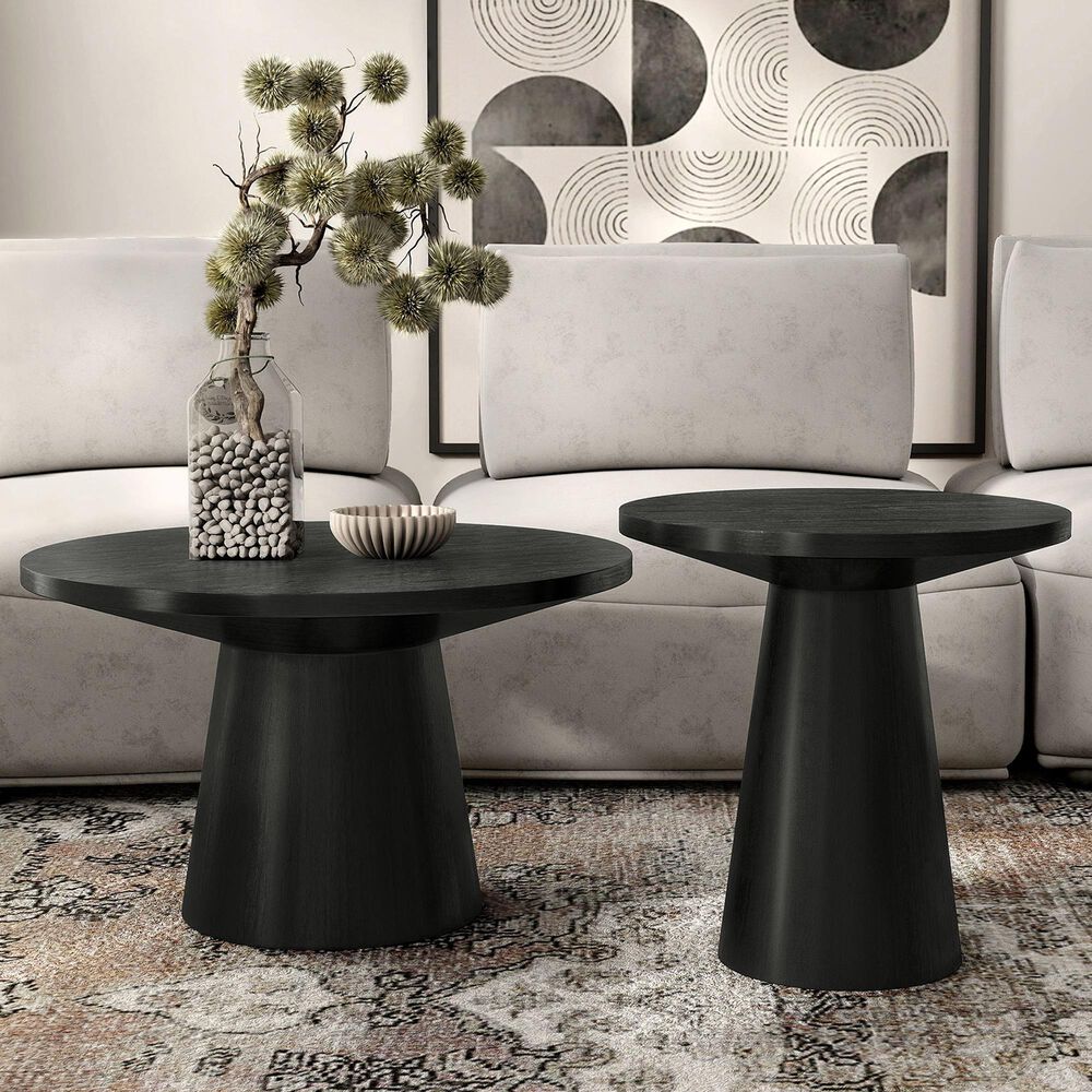 Furniture of America Halewood 2-Piece Coffee Table Set in Black, , large