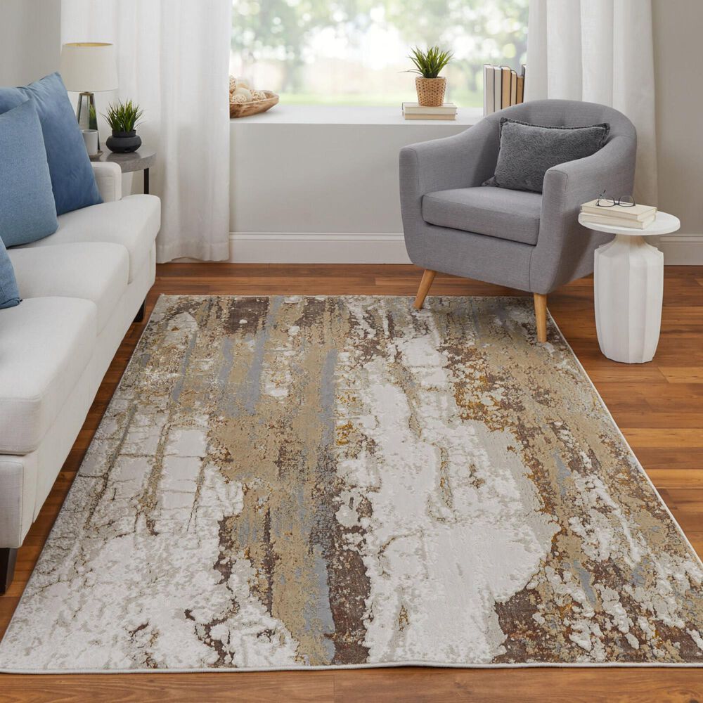 Feizy Aura 10&#39; x 13&#39;2&quot; Gold and Ivory Area Rug, , large