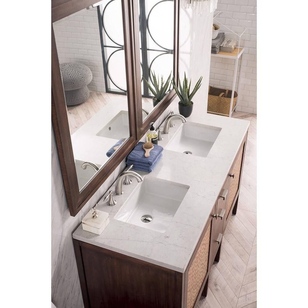 James Martin Vanities Addison 60" Double Bathroom Vanity in Mid Century Acacia with 3 cm Eternal Jasmine Pearl Quartz Top, , large