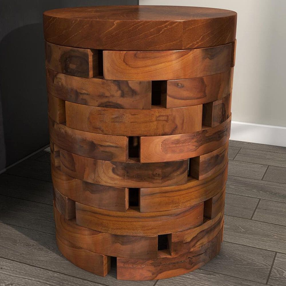 Maple and Jade Handmade Live Edge Accent End Table in Light Brown, , large