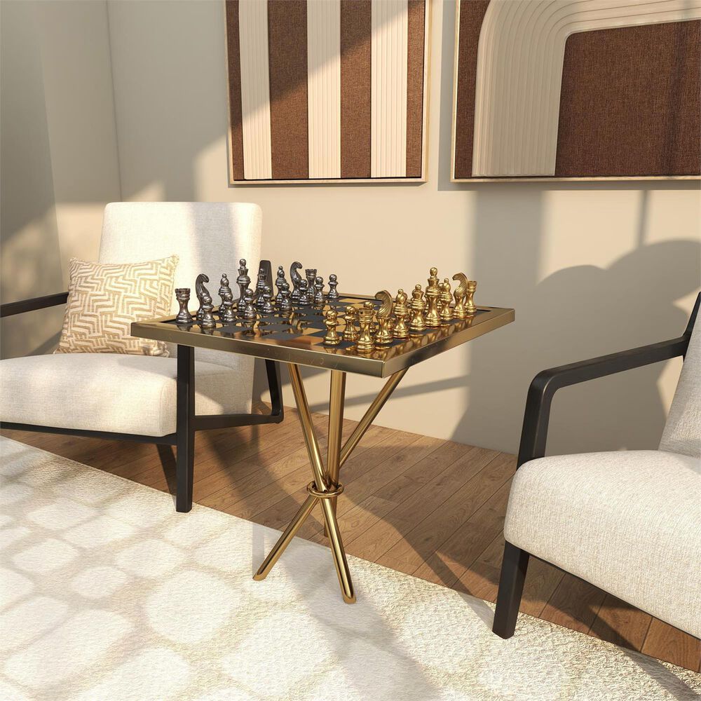 Maple and Jade Table Chess Home Decor Game Set in Gold, , large