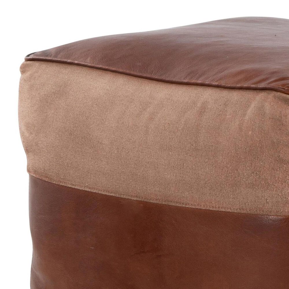 Lumisource Cobber Canvas Pouf in Espresso and Tan, , large