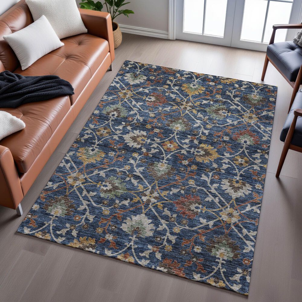Dalyn Rug Company Silk Road Navy, Copper, Gold, Beige, Sage and Brown 5&#39; x 7&#39;6&quot; Area Rug, , large