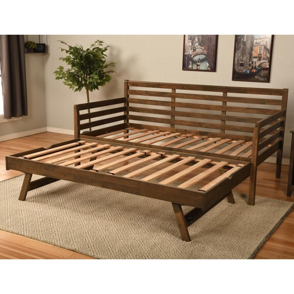 Sable Home Boho Twin Daybed with Pop Up Trundle in Rustic Walnut, , large