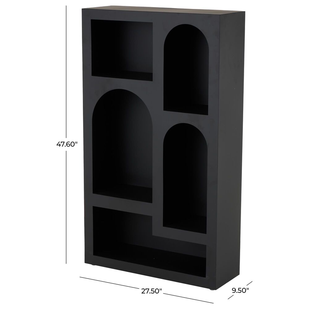 Maple and Jade 5-Shelf Geometric Storage Shelving Unit in Matte Black, , large